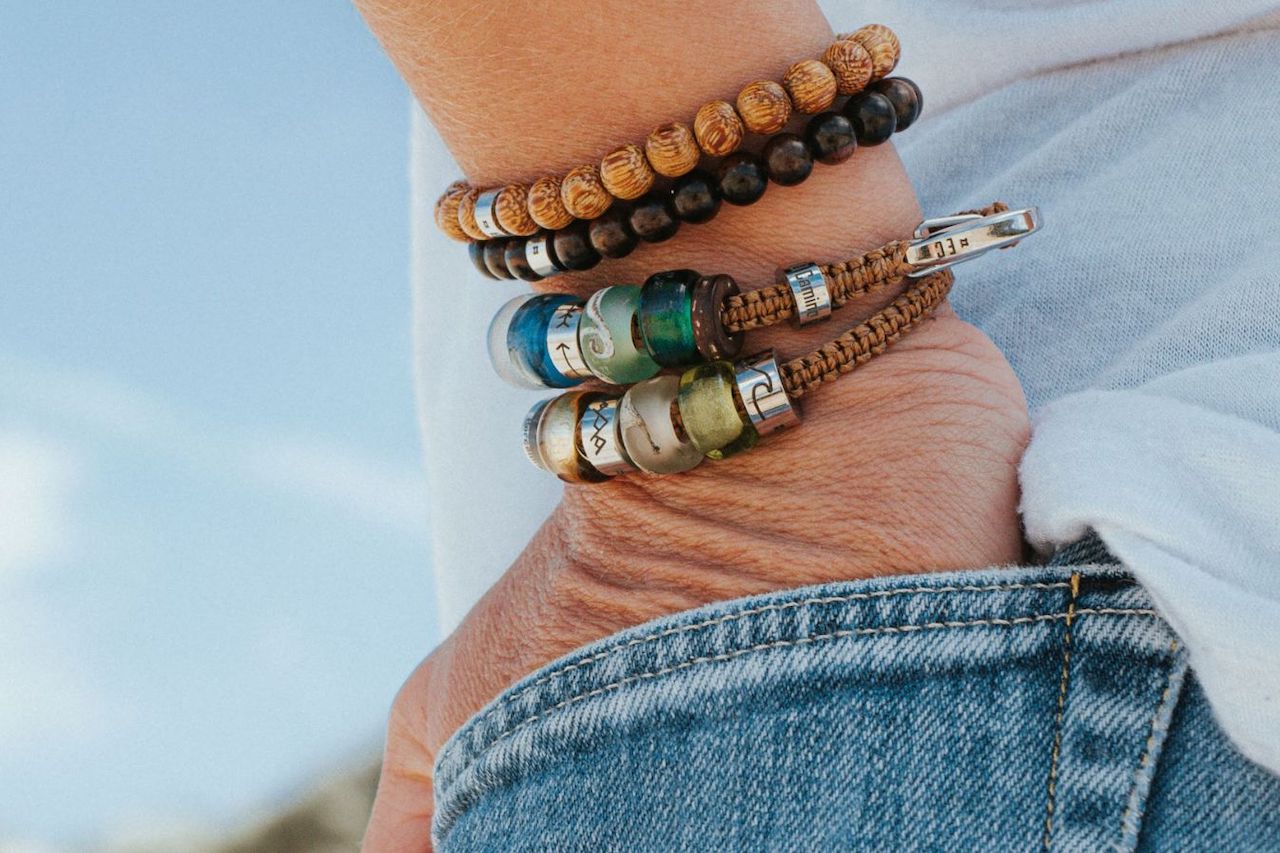 Chestnut Brown Double El Camino Travel Memory Souvenir Bracelet Being Worn