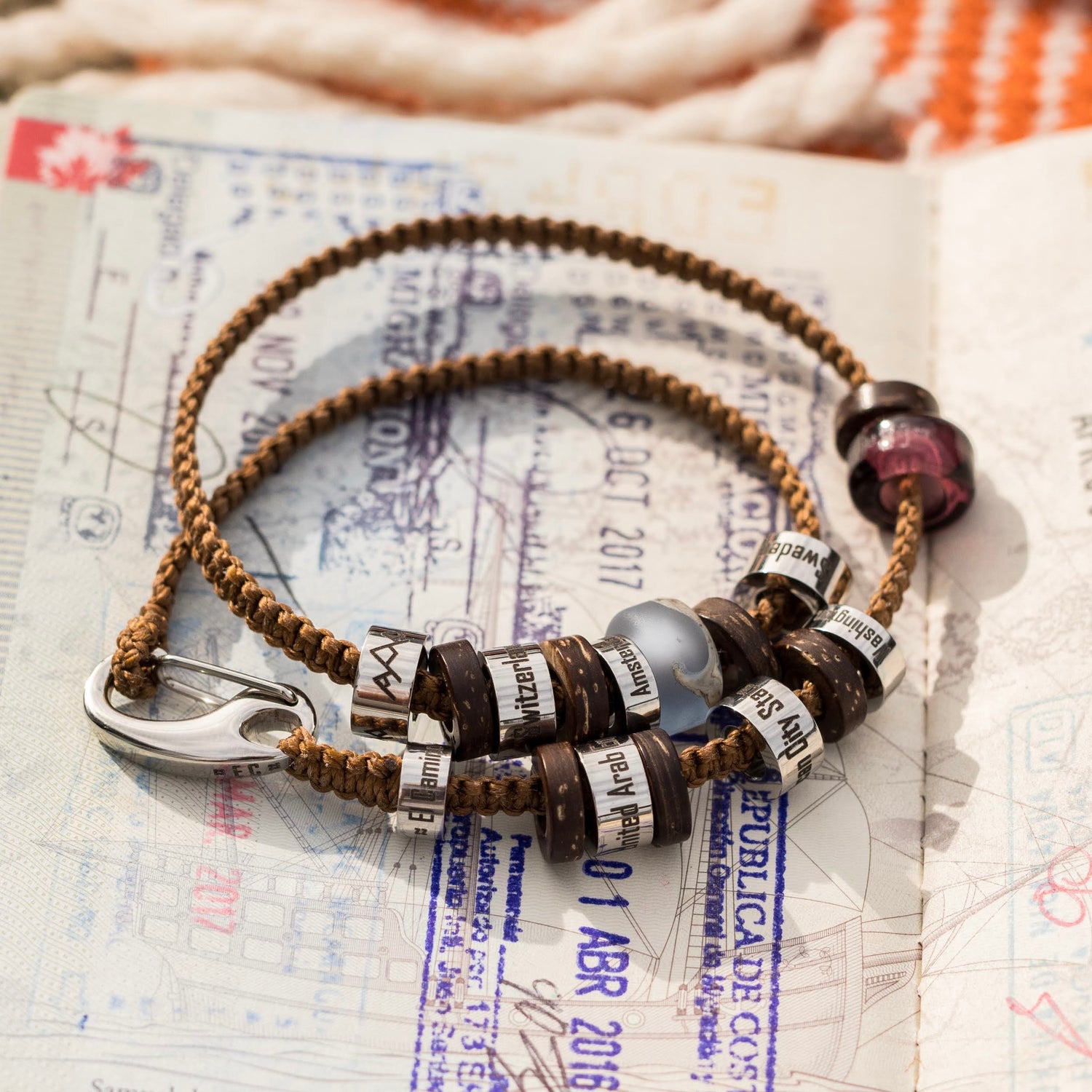 El Camino Travel Bracelet on a passport