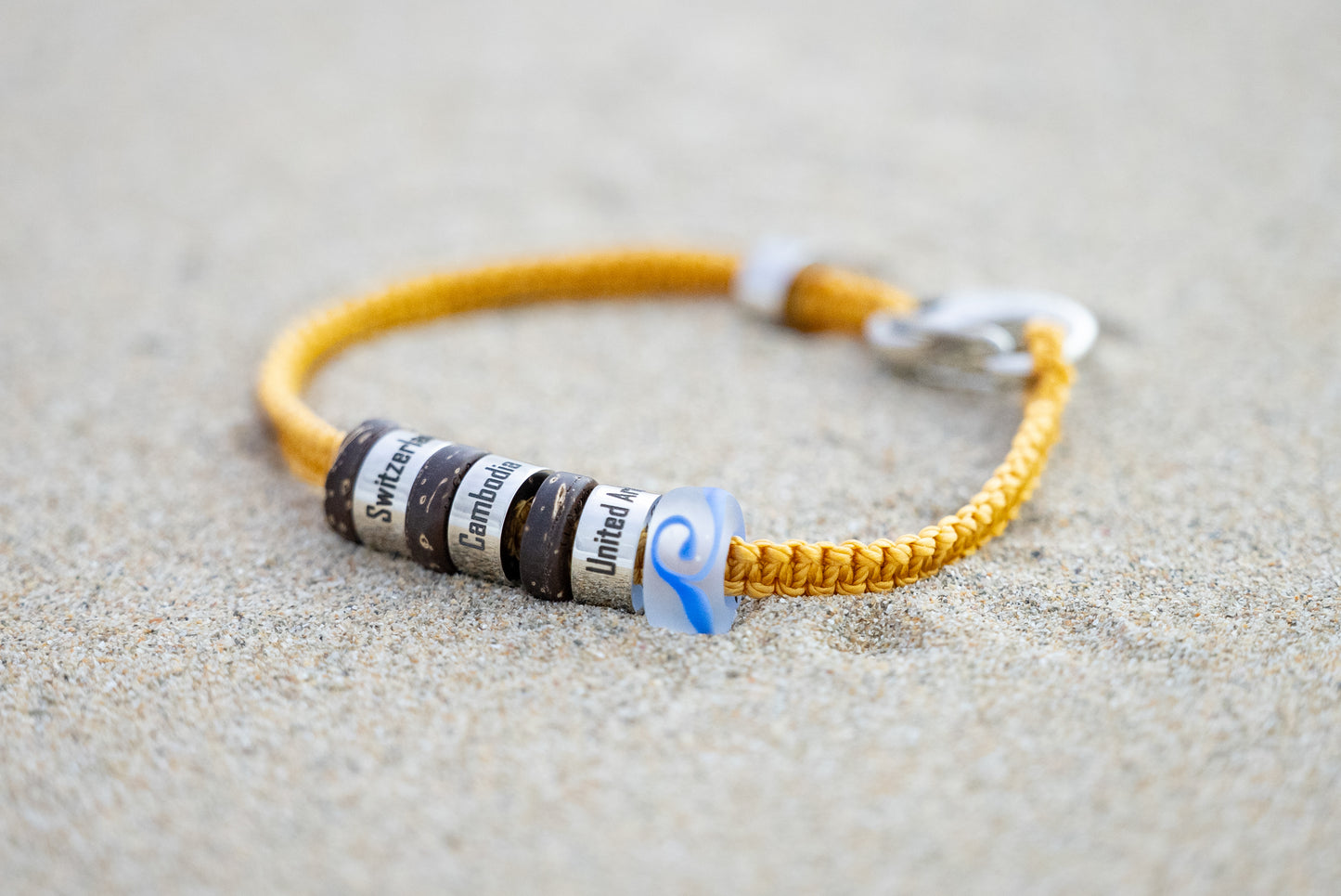 El Camino Travel Souvenir Memory Bracelet - Switzerland, Cambodia, United Arab Emirates, Red Sea Steps Charms