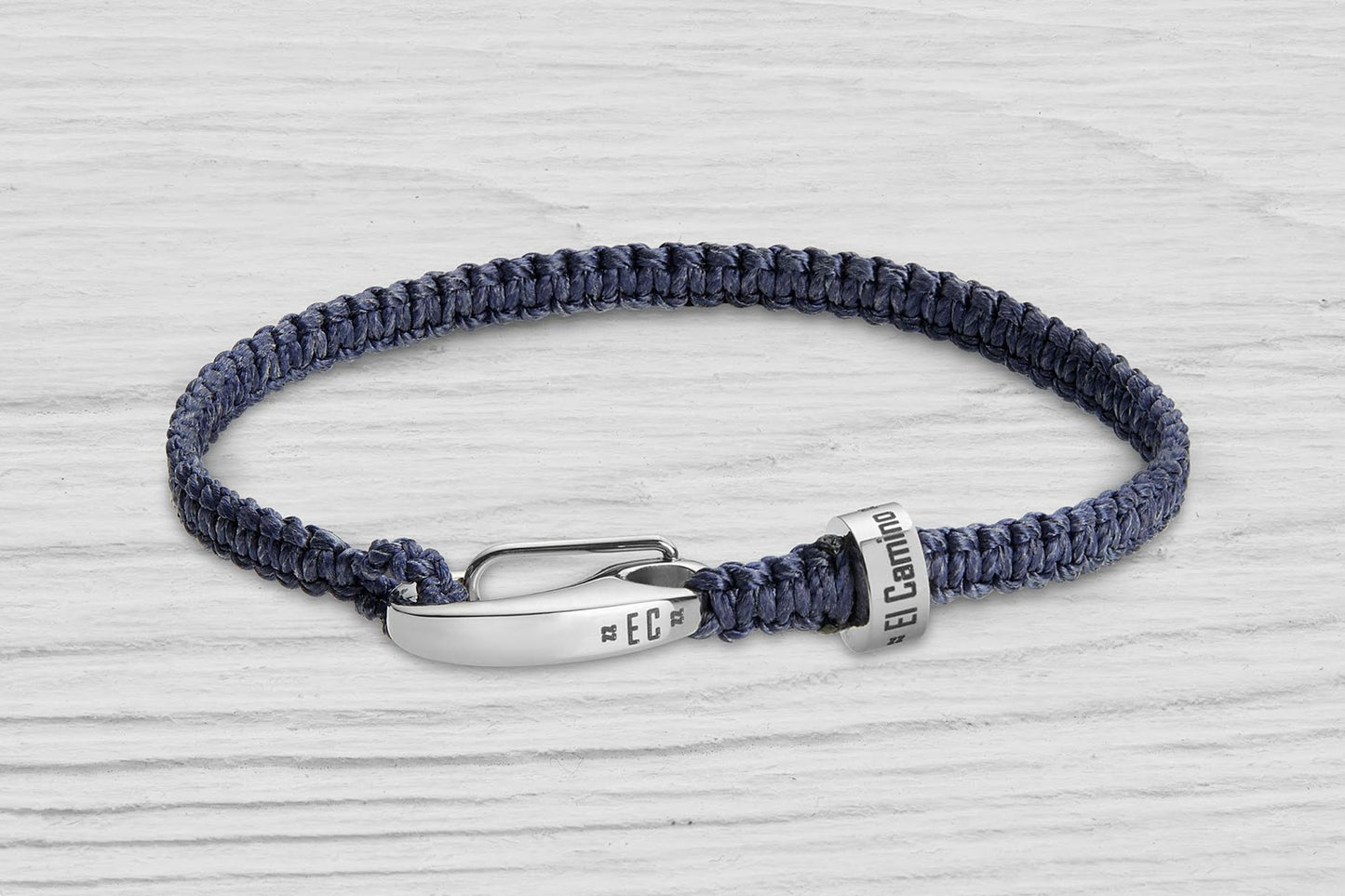 Navy Blue braided El Camino travel bracelet with stainless steel clasp