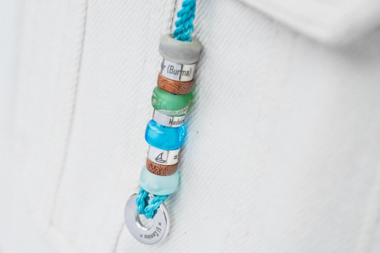 Turquoise El Camino Travel Souvenir Memory Necklace Being Worn