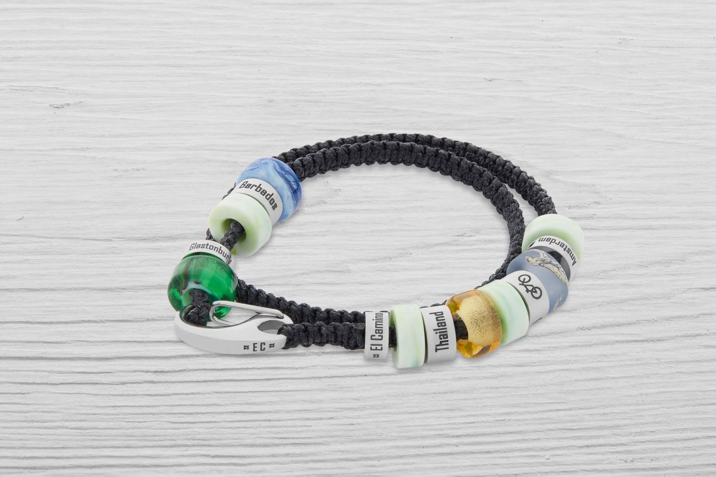 Black El Camino Bracelet with Green Recycled Plastic Spacers