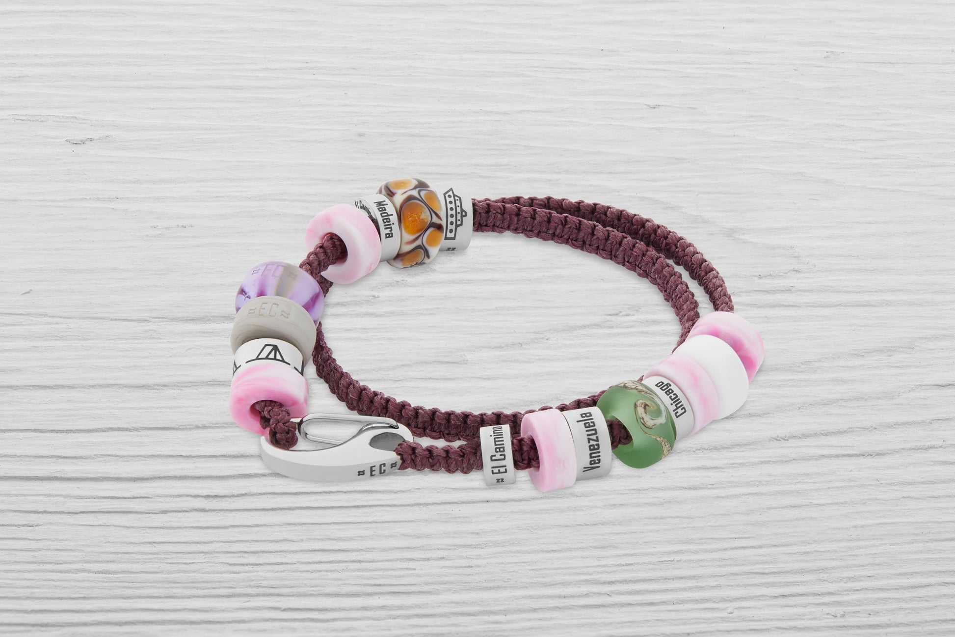 Purple El Camino Bracelet with Pink Recycled Plastic Spacers