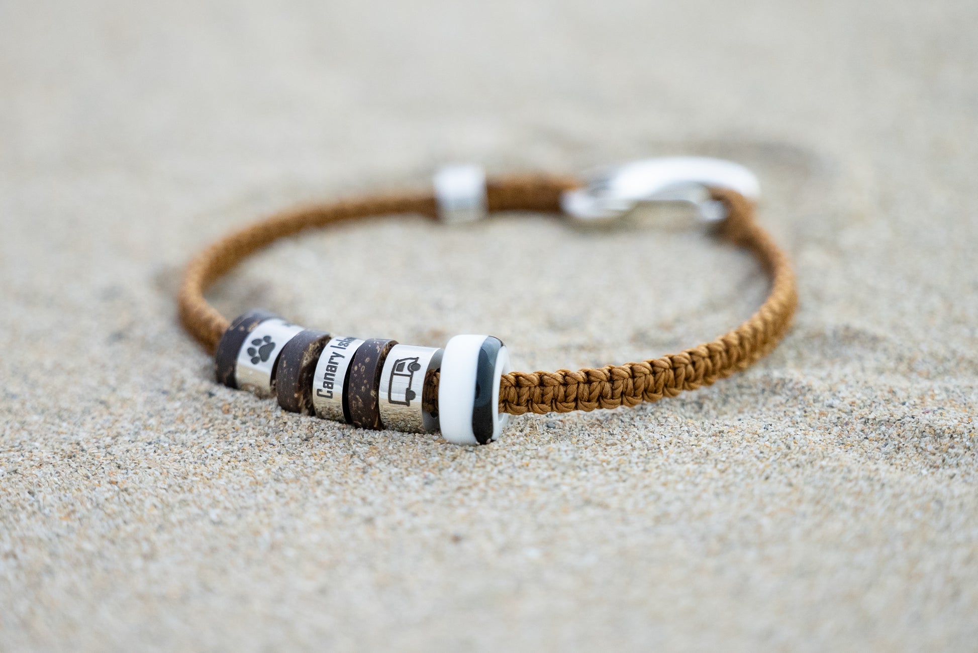 El Camino Travel Souvenir Memory Bracelet - Paw, Canary Islands, Camper Van, Panda Steps Charms