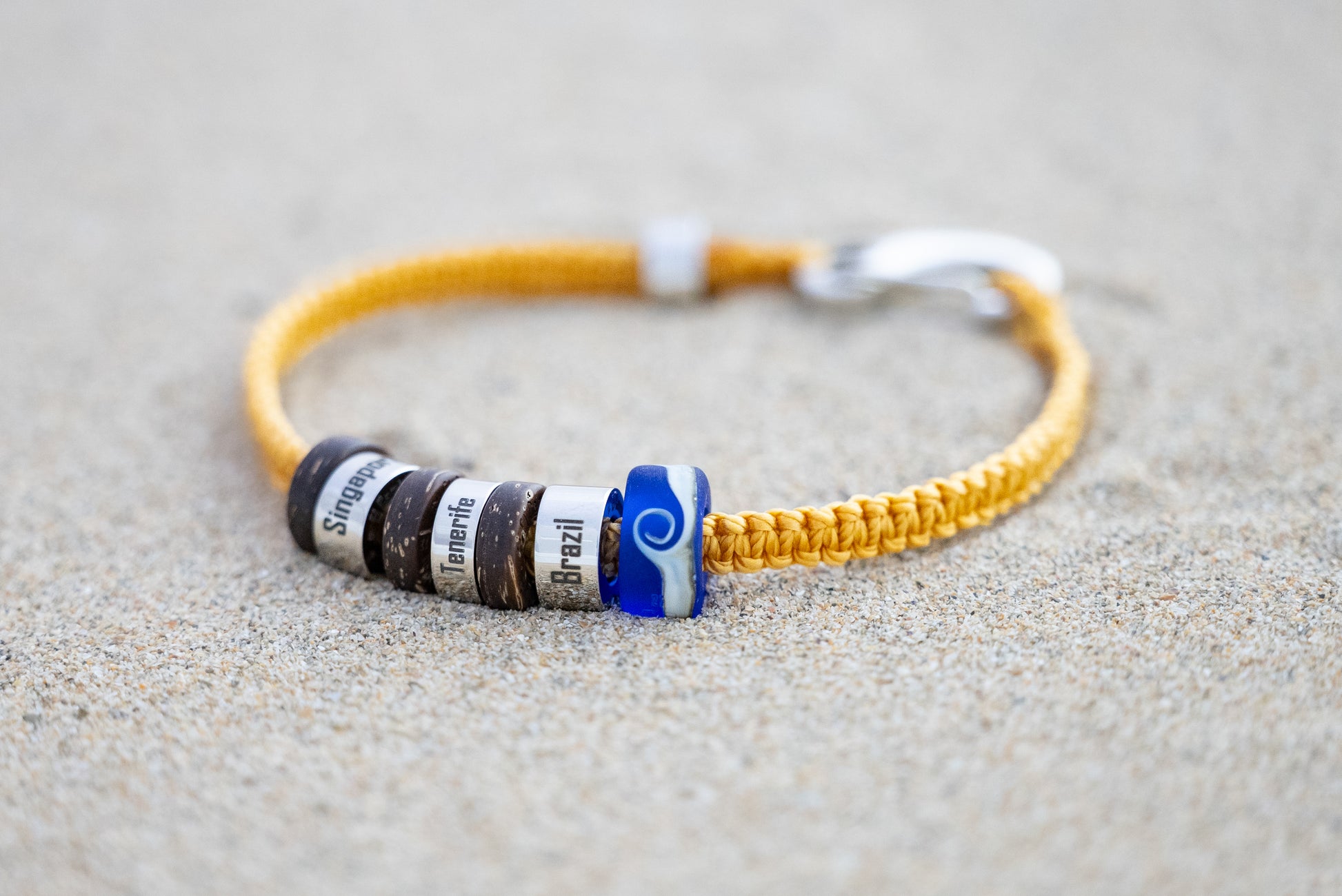 El Camino Travel Souvenir Memory Bracelet - Singapore, Tenerife, Brazil, Atlantic Ocean Steps Charms