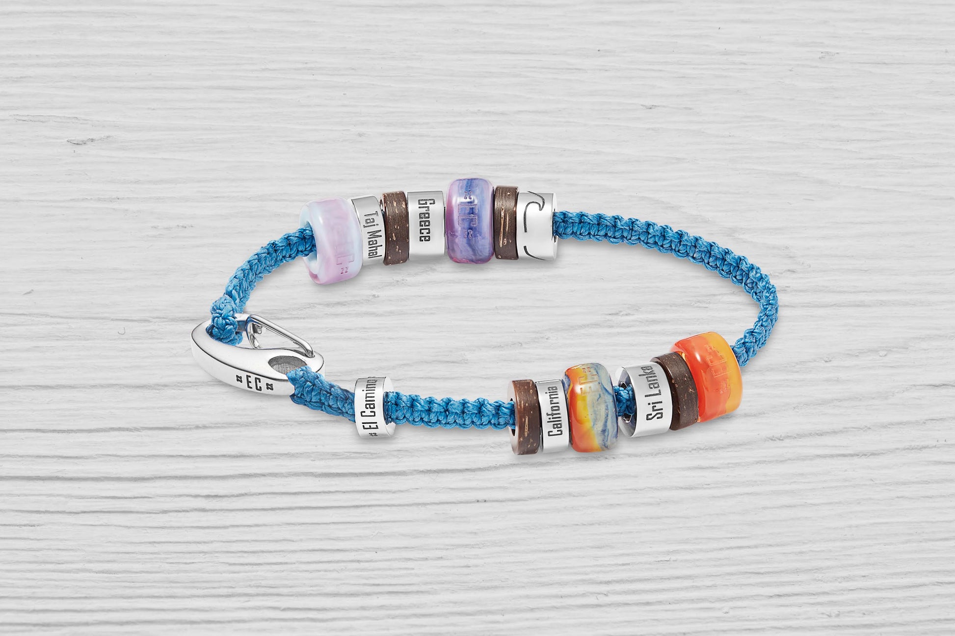 El Camino Travel Souvenir Memory Bracelet - California, Sri Lanka, Greece, Taj Mahal, Ocean, Sunrise Sunset Steps Charms