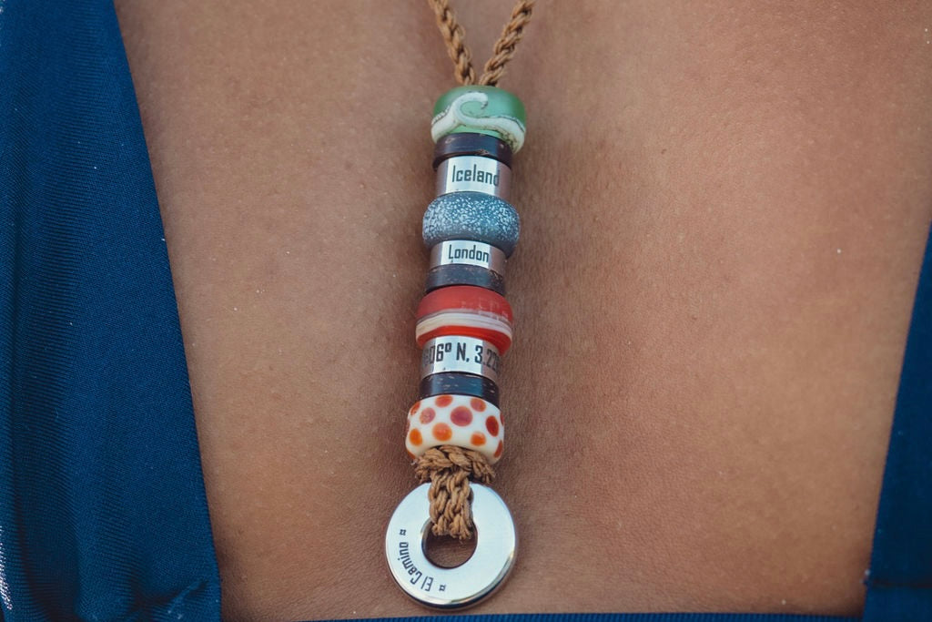 El Camino Bracelets Brown Necklace with Caribbean Sea, Iceland, Koala, London, Volcano, Custom and Giraffe Steps